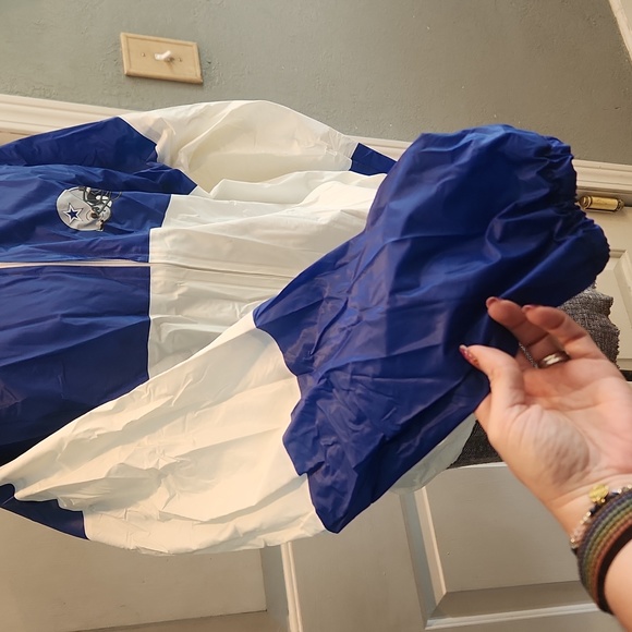 Dallas Cowboys, rain jacket, hood, zip up, pockets, 100% PVC, navy, white, XL - Picture 3 of 12